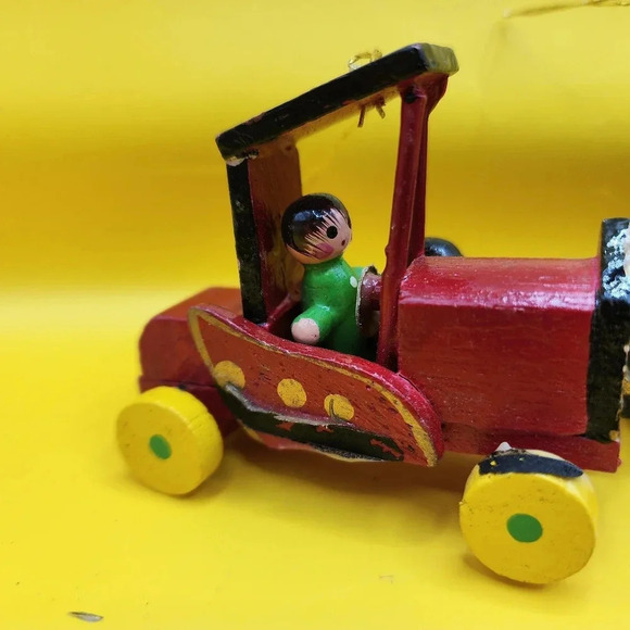 Vtg Wooden Ornaments Antique Cars Angel Horse Christmas Tree - Picture 2 of 7